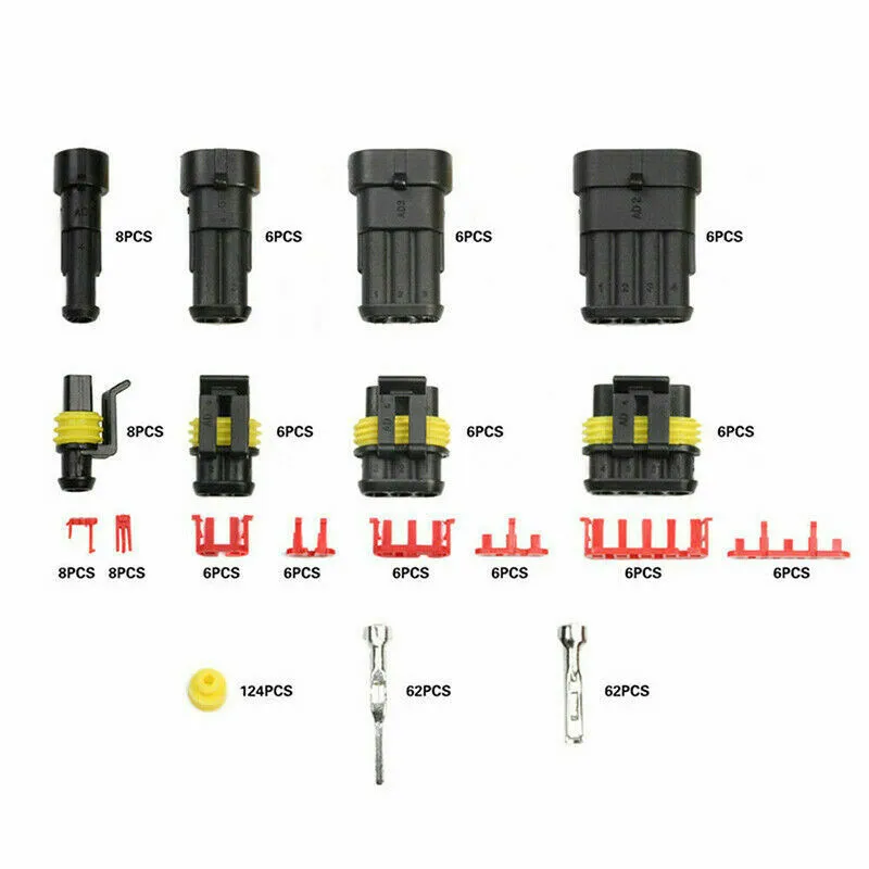708/408/382/352/240/296/194/15pcs 1-6Pins HID Waterproof Connectors Car Marine Seal Electrical Wire Connector Plug Truck Harness