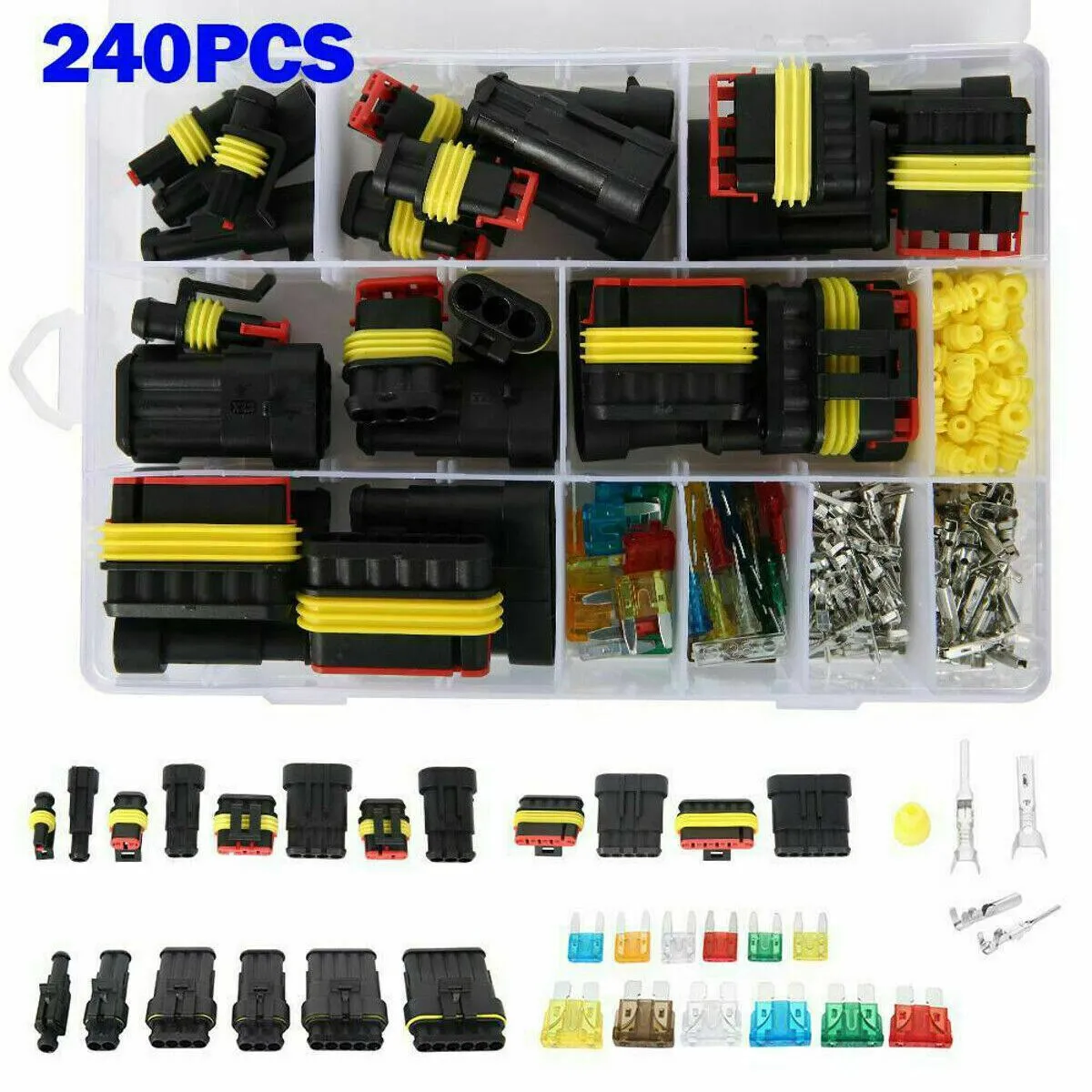 708/408/382/352/240/296/194/15pcs 1-6Pins HID Waterproof Connectors Car Marine Seal Electrical Wire Connector Plug Truck Harness