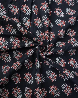 BLACK BASE SMALL FLOWERS DESIGN COTTON PRINTED FABRIC
