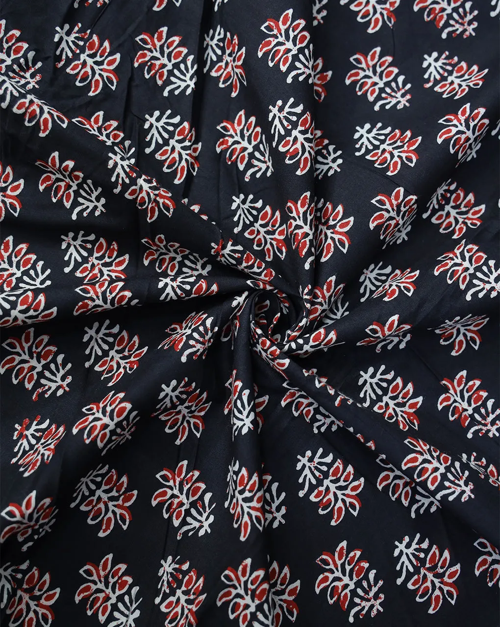 BLACK BASE SMALL FLOWERS DESIGN COTTON PRINTED FABRIC