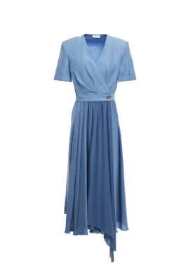 BLUE BI-MATERIAL DRESS