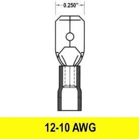 Male Quick Disconnect .250", 12-10AWG, Vinyl,  100 pack
