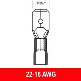 Male Quick Disconnect .250", 22-16AWG, Nylon, 100 pack