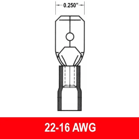 Male Quick Disconnect .250", 22-16AWG, Nylon, 100 pack