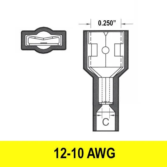 Quick Disconnect Female, 12-10AWG, Yellow Nylon