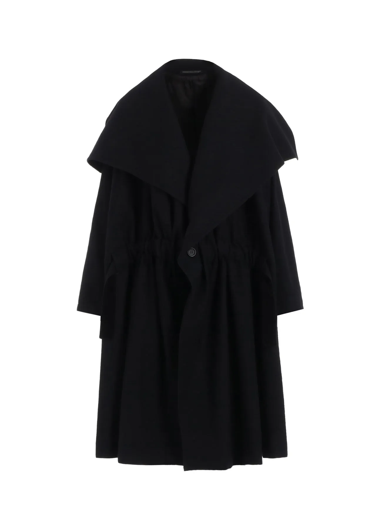 SHRINK WOOL GABARDINE FRONT GATHER DETAIL COAT